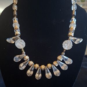 Vintage HOBE Faceted And Carved Lucite Beaded Necklace